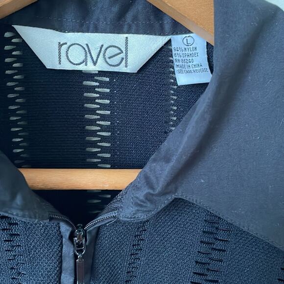 RAVEL Textured Full-Zip Black Long-Sleeve Polo Size L - Picture 3 of 4